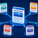 SEO content cluster strategy showing pillar pages and connected topic clusters for better search rankings and website authority