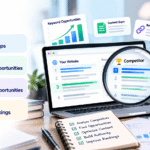 Competitor SEO Analysis showing keyword gaps, content opportunities, backlink opportunities, and strategies for improving search rankings
